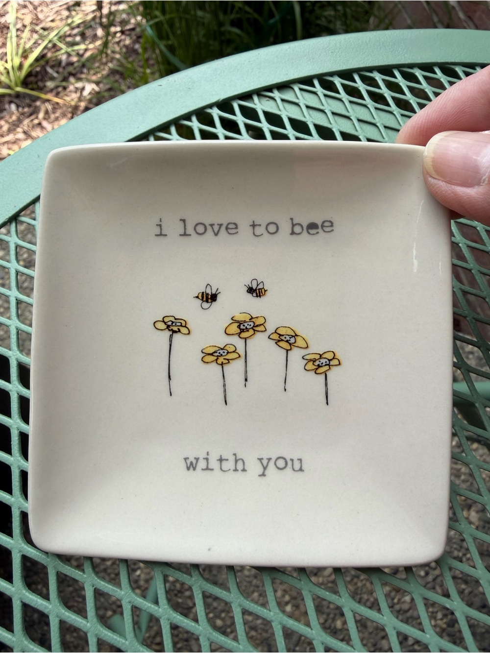 I Love To Bee With You White Ceramic Trinket Tray